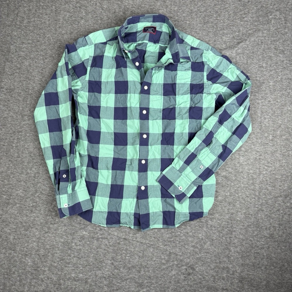 UNTUCKit Mens Long Sleeve Bonarda Blue/Green Checkerboard Button Up Shirt Sz M